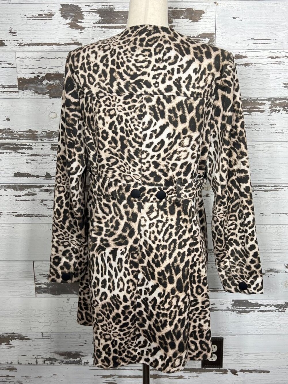 CABI Sophia Leopard Print Longline Jacket Brown Black Sz L #4602 NWOT - Picture 4 of 7